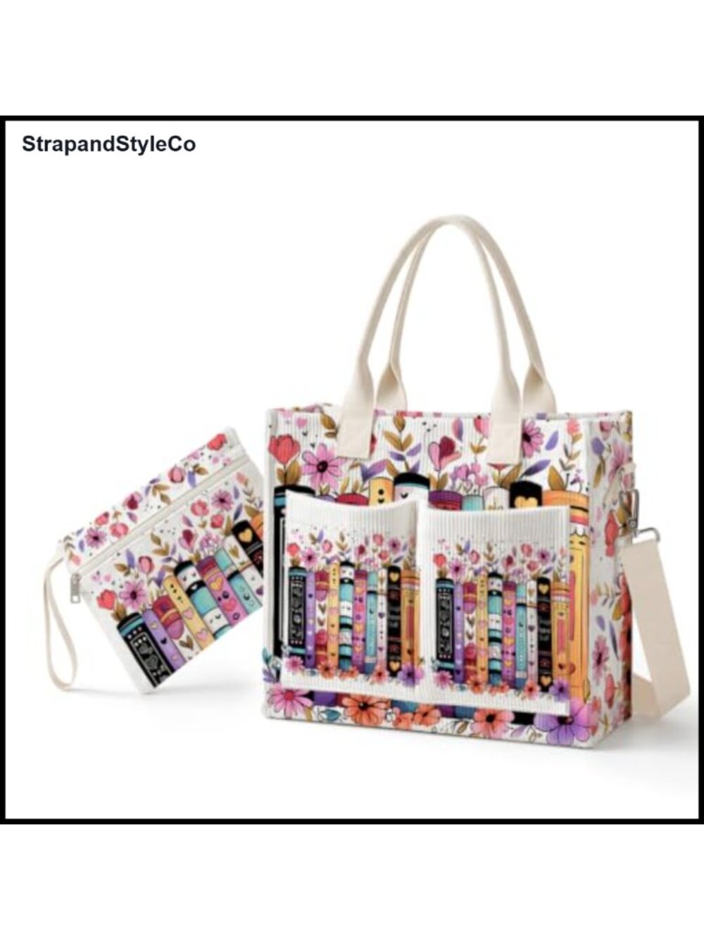 Corduroy Tote Bag Zippered Crossbody Travel Work School Bag